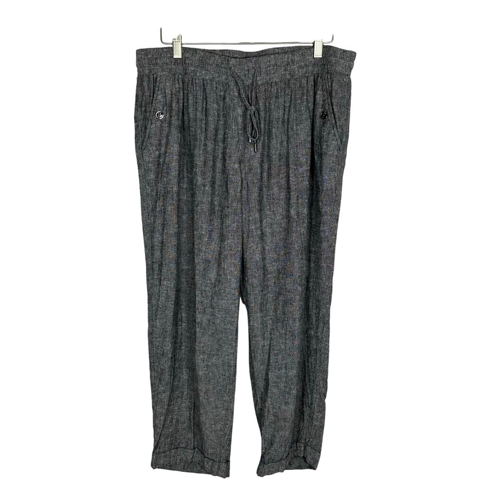 Jones New York Black Heathered Linen Pants Plus Sz 1X Career Essential‎